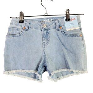 Girls Cat & Jack Blue Denim Shorts Raw Hem Super Stretch 3" Inseam Size M (7/8)